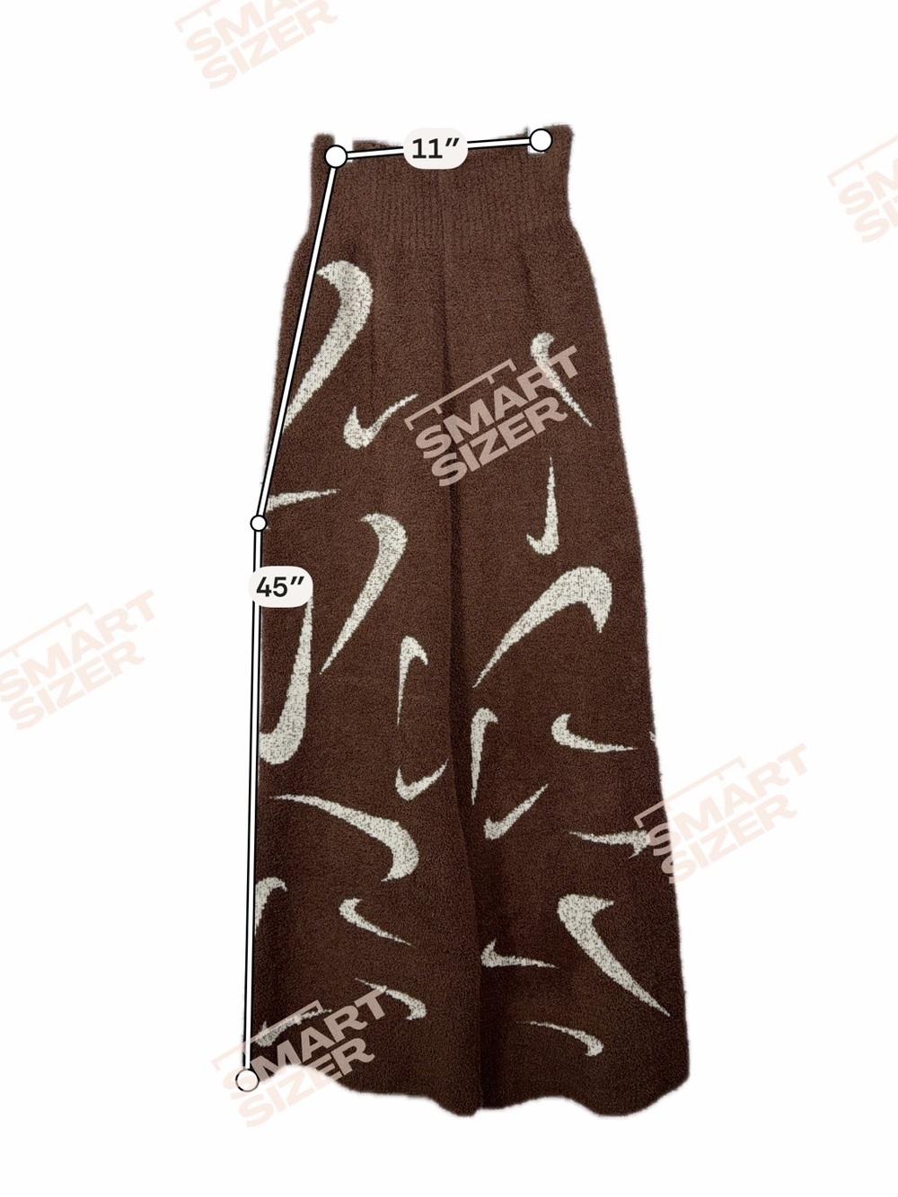 Nike Phoenix Cozy Bouclé Swoosh Wide Leg Pants Orewood Brown XS FD4288-227 - Picture 9 of 9